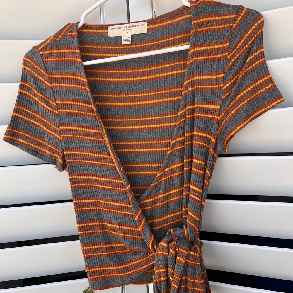 urban outfitters ribbed wrap top
